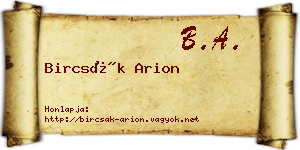 Bircsák Arion névjegykártya